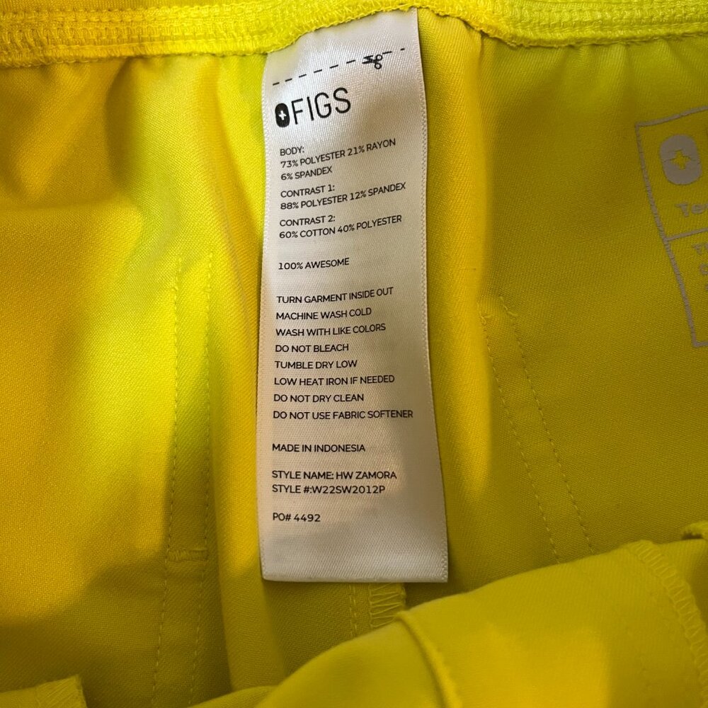 Figs High Waist Zamora Jogger Scrub Pants Nurse Doctor Lifesaver Yellow Small - Picture 4 of 12